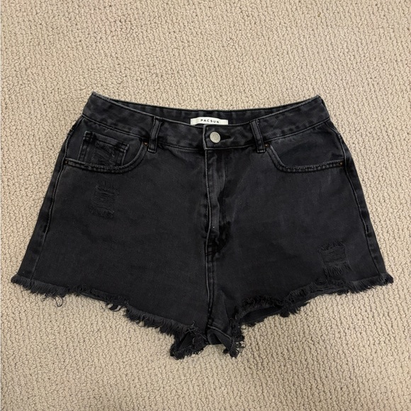 Pacsun High Rise Festival Black Denim Cutoff Shorts size 28 - Picture 2 of 4